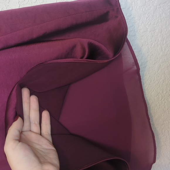 Bar III burgundy satin loose fitting scoop neck camisole thin strap tank top - Picture 5 of 8